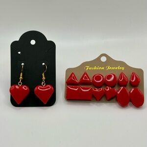 HANDMADE- Matching heart-drops and stud Set